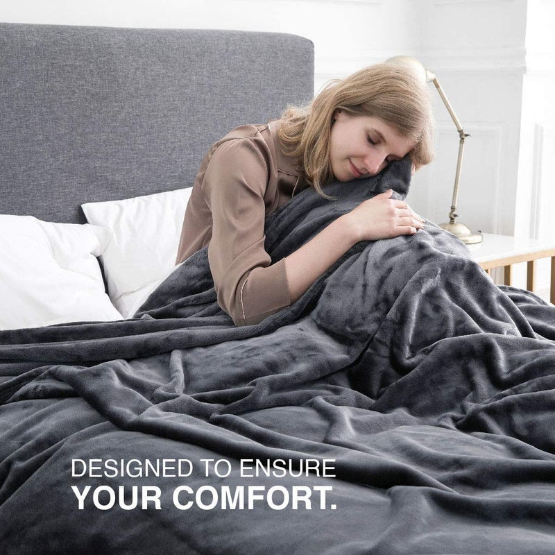 MOONLIGHT20015 Fleece Blanket Twin Size - Super Soft Cool Fuzzy Dark Grey Throw Blanket for Couch and Sofa - Lightweight Luxury 400 GSM Microfiber Fluffy Bed Blankets and Throws, 60 x 80 Inches (Twin) - Image 2